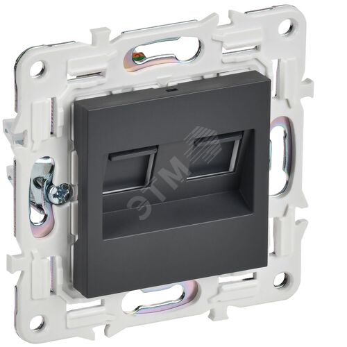 Розетка компьютерная двойная RJ45 кат.5E SK-K03T титан SKANDY