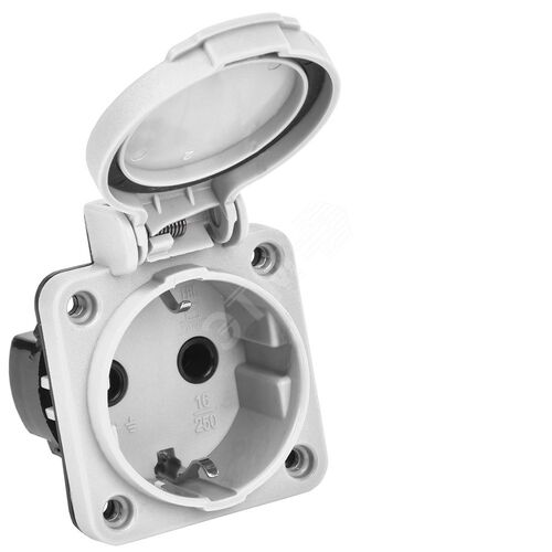 Розетка панельная SCHUKO РП13-3 с крышкой IP54 серый MAGNUM