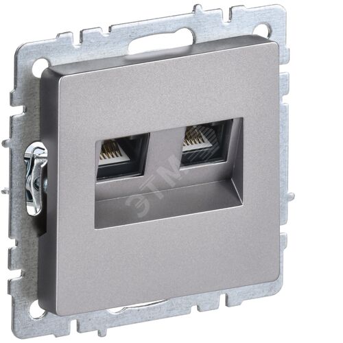 BRITE Розетка компьютерная двойная RJ45 кат.5E РК10-2-БрС сталь