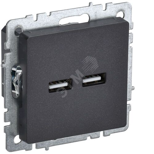 Розетка USB A+A 5В 3,1А РЮ10-1-БрЧ черный BRITE