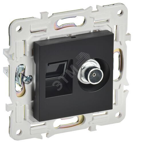 Розетка двойная TV+RJ45 кат.6 SK-A15Bl черный SKANDY