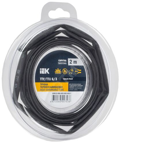 Трубка термоусадочная ТТУ нг-LS 6/3 черная (2м/упак) IEK