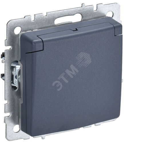 BRITE Розетка 1-местная с заземлением с защитными шторками и крышкой 16А IP44 РСбш10-3-44-БрМ маренго