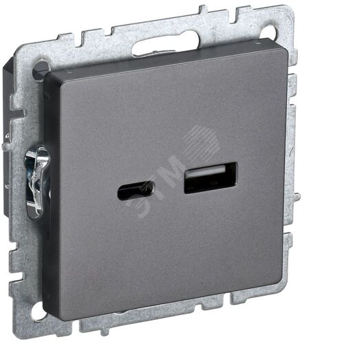 Розетка USB A+C 18Вт РЮ11-1-БрС сталь BRITE