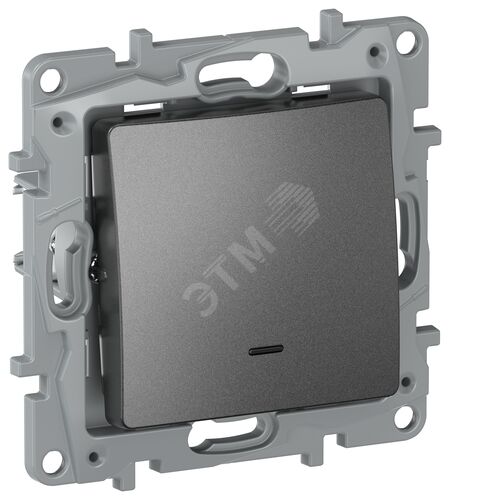 IEKETIKA Выключатель 1-клавишный с подсветкой/индикацией схема 1L 10АХ безвинтовые зажимы 6726031 антрацит