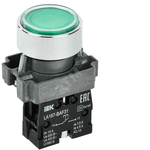 Кнопка управления LA167-BAF31 d=22мм 1NO зеленая
