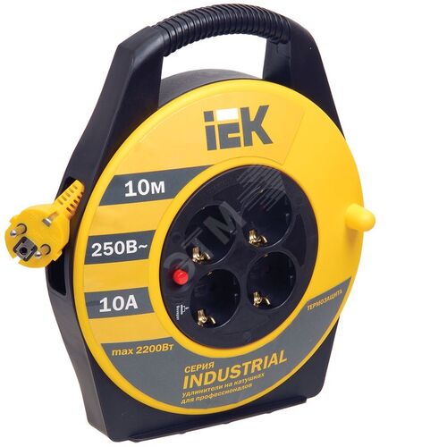 INDUSTRIAL Катушка УК10 4 места с заземлением с термозащитой 3х1,0мм2 10м IEK