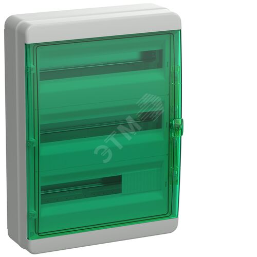 Корпус пластиковый КМПн-54 IP65 зеленая прозрачная дверь TEKFOR