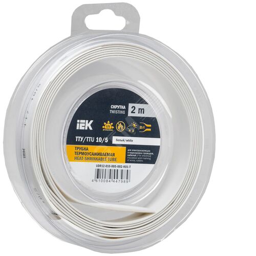 Трубка термоусадочная ТТУ нг-LS 10/5 белая (2м/упак) IEK