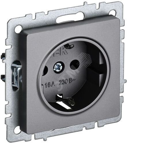 BRITE Розетка 1-местная с заземлением без защитных шторок 16А РС11-1-0-БрС сталь