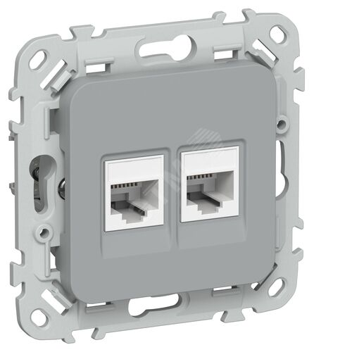 FLITE Розетка 2-местная компьютерная RJ45 категория 5Е UTP РК5е-2-0-ФлС серый