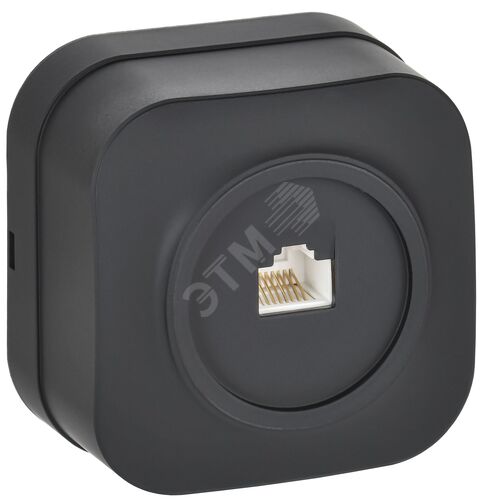 GLORY Розетка для открытой установки компьютерная RJ45 кат.5E РК10-ХЧм черный матовый