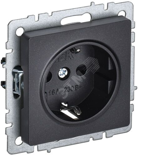 BRITE Розетка 1-местная с заземлением без защитных шторок 16А РС11-1-0-БрЧ черный