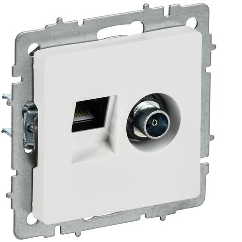 BRITE Розетка двойная TV+RJ45 кат.5E РТВ/РК12-БрАБ арктический белый