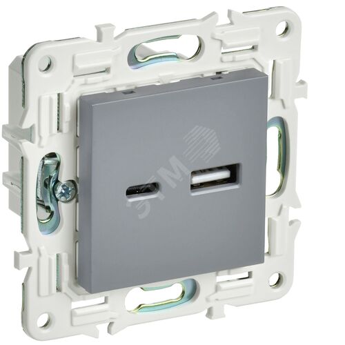 Розетка USB A+C 3,1А SK-R14Gr серый SKANDY