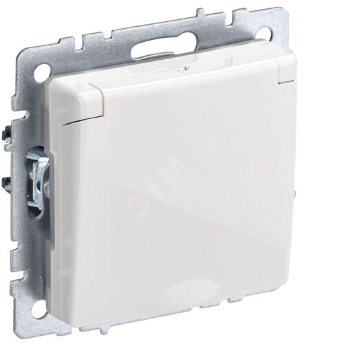 BRITE Розетка 1-местная с заземлением с защитными шторками и крышкой 16А IP44 РСбш10-3-44-БрБ белый