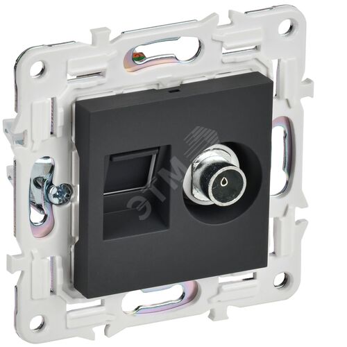 Розетка двойная TV+RJ45 кат.5E SK-A14G графит SKANDY