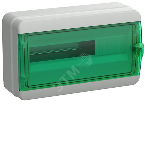 Корпус пластиковый КМПн-18 IP65 зеленая прозрачная дверь TEKFOR