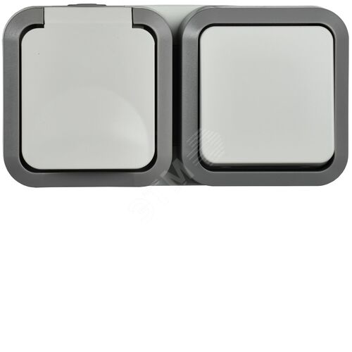 Блок розетка + выключатель горизонтальный TORS 16А IP55 белый