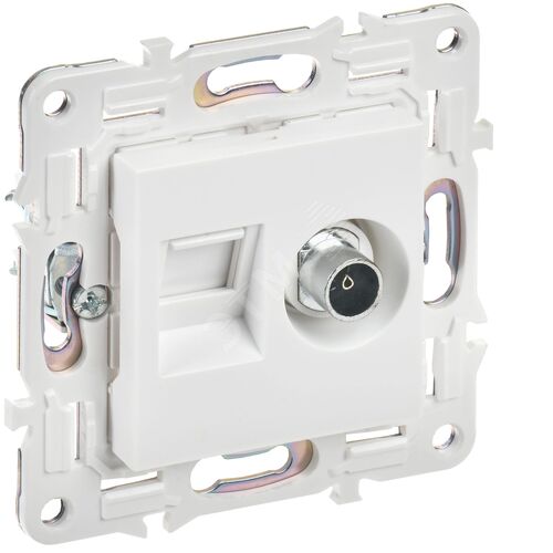 Розетка двойная TV+RJ45 кат.5E SK-A14W арктический белый SKANDY