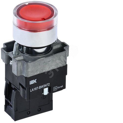 Кнопка управления LA167-BW3472 d=22мм RC 1NC с подсветкой красная