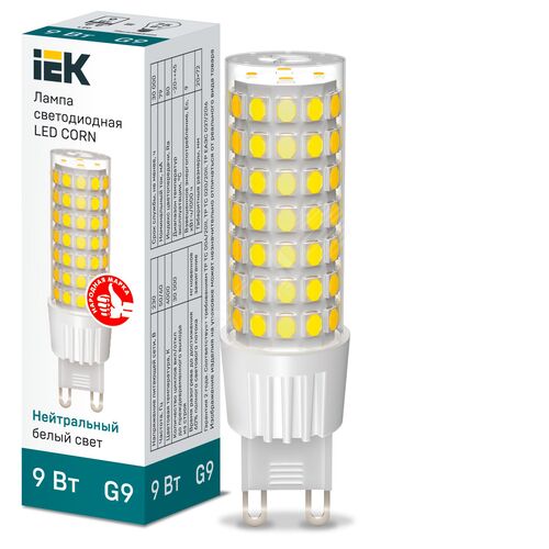 Лампа светодиодная CORN капсула 9Вт 230В 4000К керамика G9