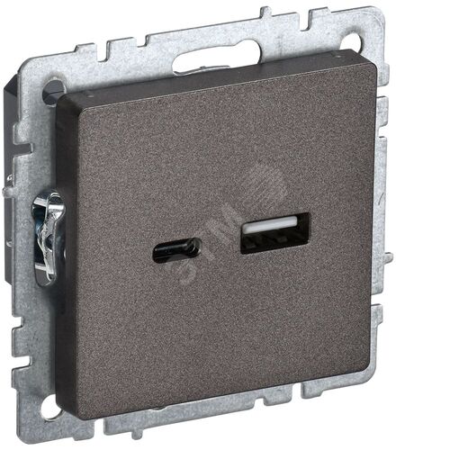 Розетка USB A+C 18Вт РЮ11-1-БрТБ темная бронза BRITE