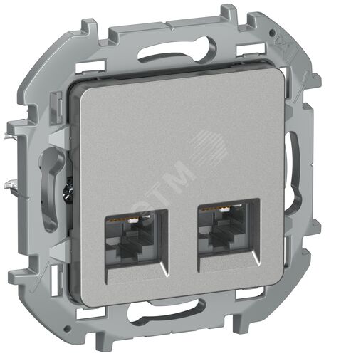 IEKINSPIRIA Розетка компьютерная двойная RJ45 категория 5Е UTP 6738371 алюминий