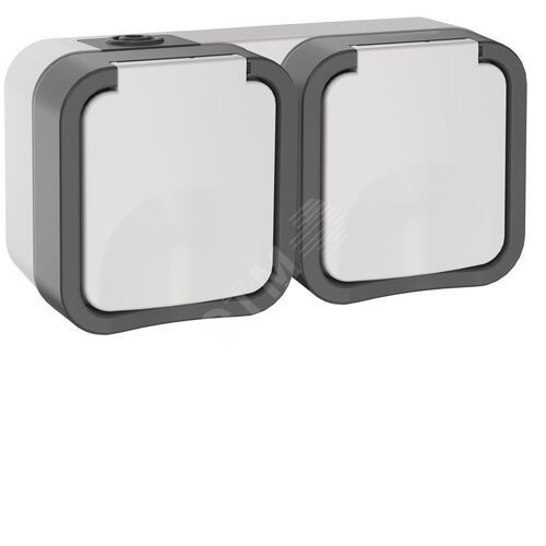 Розетка 2-местная горизонтальная 16А IP55 TS222 серо-белый TORS