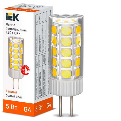 Лампа светодиодная CORN капсула 5Вт 12В 3000К керамика G4