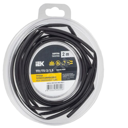 Трубка термоусадочная ТТУ нг-LS 3/1,5 черная (2м/упак) IEK