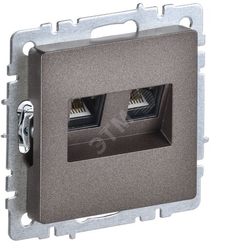 BRITE Розетка компьютерная двойная RJ45 кат.5E РК10-2-БрТБ темная бронза IEK