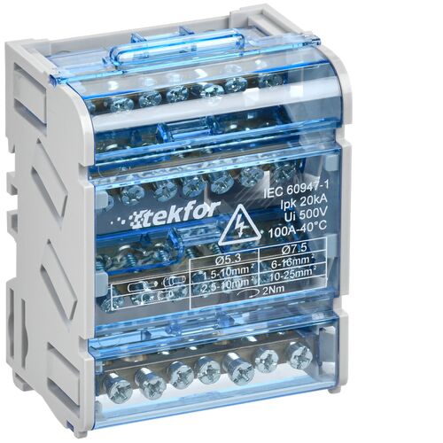 Шины на DIN-рейку (кросс-модуль) ШНК 4х7 3L+PEN TEKFOR