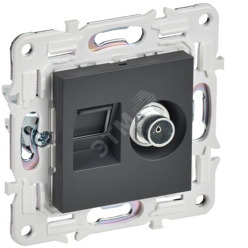 Розетка двойная TV+RJ45 кат.5E SK-A14T титан SKANDY
