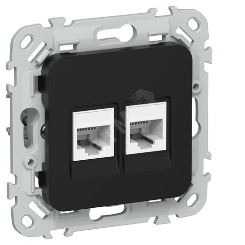 FLITE Розетка 2-местная компьютерная RJ45 категория 6 UTP РК6-2-0-ФлЧ черный