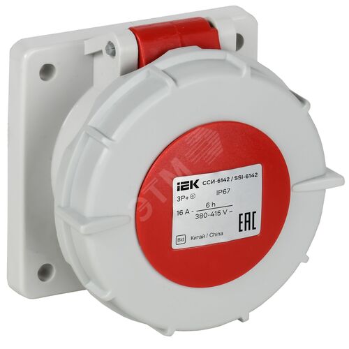 Розетка встраиваемая прямаяССИ-6142 16А-6ч 380В 3P+PE IP67