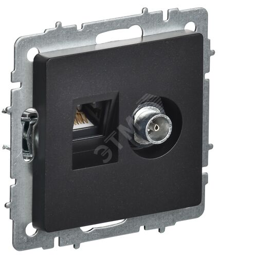 BRITE Розетка двойная TV+RJ45 кат.5E РТВ/РК12-БрЧ черный