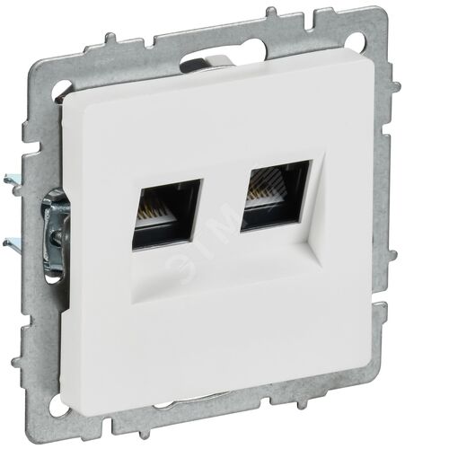 BRITE Розетка компьютерная двойная кат.5E RJ45 РК10-2-БрАБ арктический белый