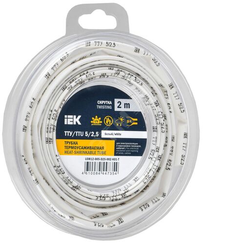 Трубка термоусадочная ТТУ нг-LS 5/2,5 белая (2м/упак) IEK