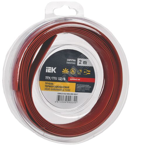Трубка термоусадочная ТТУ нг-LS 12/6 красная (2м/упак) IEK
