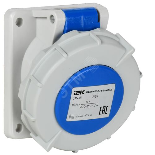 Розетка встраиваемая ССИ-4132 16А-6ч/220В 2P+PE IP67 IEK