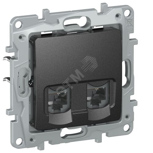 IEKETIKA Розетка компьютерная двойная RJ45 категория 5Е UTP 6726551 антрацит