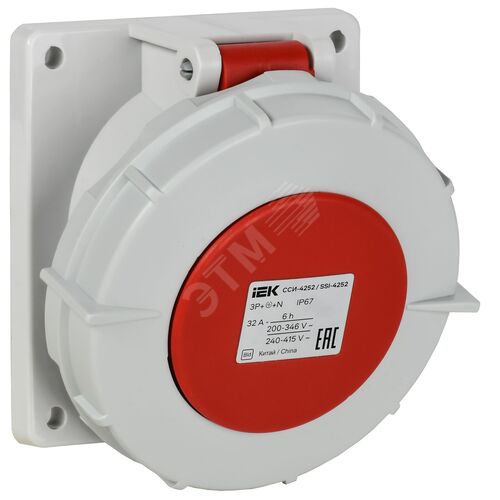 Розетка встраиваемая ССИ-4252 32А 6ч 380В 3P+PE+N IP67 IEK