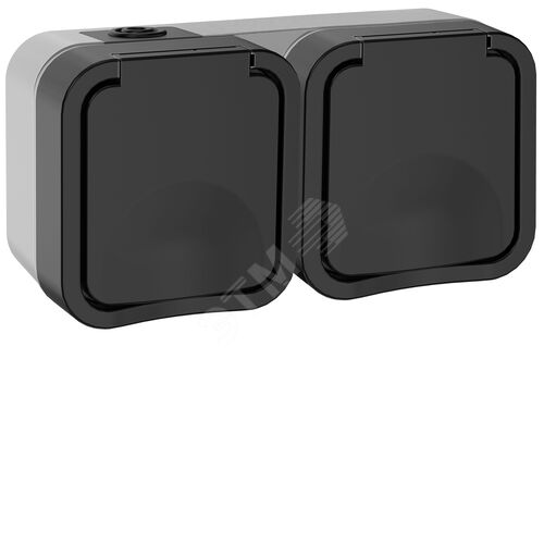 Розетка 2-местная горизонтальная 16А IP55 TS122 графит TORS
