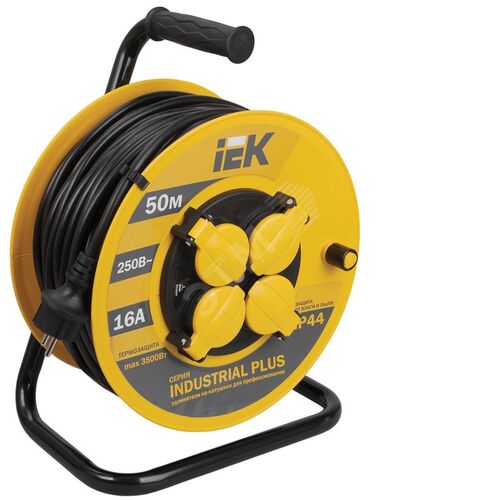 INDUSTRIAL PLUS Катушка УК50 4 места IP44 с заземлением с термозащитой 3х1,5мм2 50м