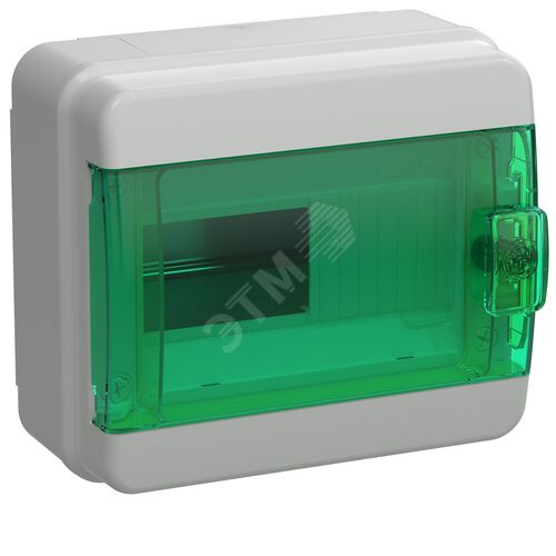 Корпус пластиковый КМПн-8 IP65 зеленая прозрачная дверь TEKFOR