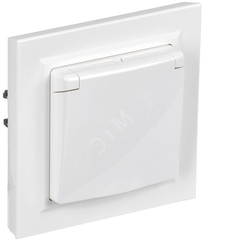 BRITE Розетка 1-местная с заземлением с защитными шторками и крышкой 16А IP44 в сборе РСбш10-3-44-БрБ белый