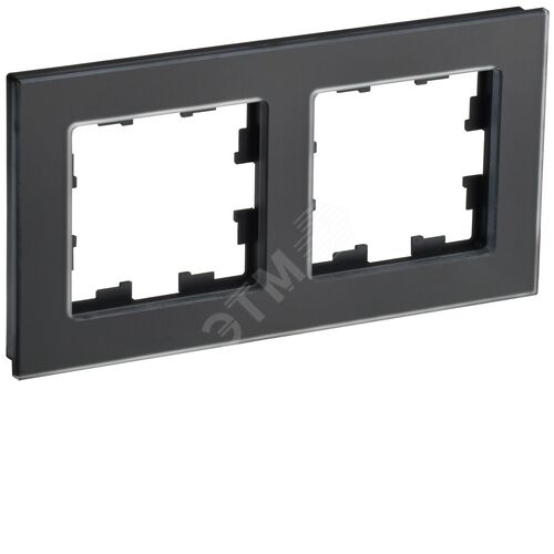BRITE Рамка 2 поста РУ-2-2-Бр стекло черный матовый IEK