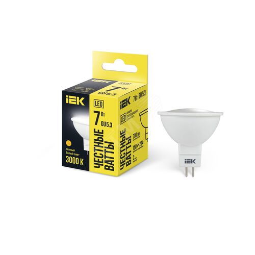 Лампа светодиодная MR16 софит 7Вт 230В 3000К GU5.3