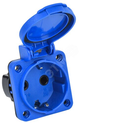 Розетка панельная SCHUKO РП12-3 с крышкой IP54 синий MAGNUM